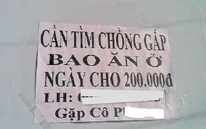 Dán thông báo tuyển chồng, bao ăn ở, ngày cho 200 nghìn