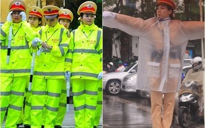 Nữ CSGT Thủ đô "rực sáng" trong trang phục áo mưa mới