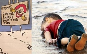 Charlie Hebdo lại gây bão về tranh biếm họa em bé di cư