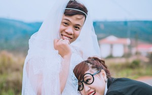 Bộ ảnh cưới nhí nhố của chú rể ‘mang bầu’ và cô dâu manly