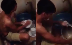 "Hot boy xăm mình": Vừa hát vừa rửa bát