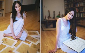 Ngất ngây trước dung nhan nữ họa sĩ ‘đẹp hơn tranh vẽ’