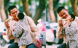 Đằng sau bức ảnh em bé khuyết tật hôn cha nghèo giữa phố Hà Nội