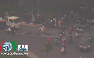 Xe bồn “đại chiến” 9 xe máy, 1 người bị thương