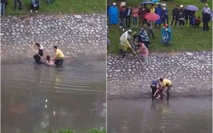 Xôn xao clip cô gái trẻ nhảy xuống sông Tô Lịch vì tình