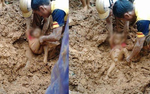 Đau đớn khi nhìn em bé Thanh Hóa 5 tuổi bị vùi trong đất lũ