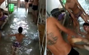 Quá nóng, nam sinh Trung Quốc biến ký túc xá thành hồ bơi
