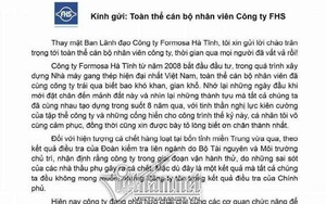 Chủ tịch Formosa gửi thư cho toàn bộ nhân viên