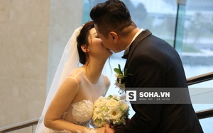 Á hậu Trà My liên tục hôn chồng trong lễ cưới tại Hà Nội