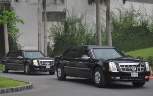 Cận cảnh dàn xe cadillac ra sân bay Nội Bài đón TT Obama