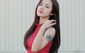 Em gái Phương Linh cá tính với áo dài cách điệu