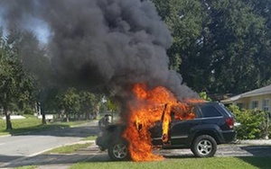 Galaxy Note 7 phát nổ, thiêu rụi một chiếc xe Jeep