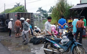 Dân xúm lại mua giúp hàng trăm con vịt chết ngạt khi xe bị lật