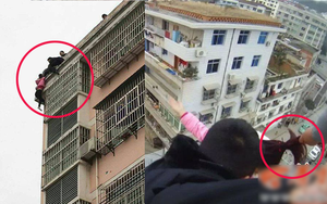 Clip: Khoảnh khắc vợ nhảy lầu tự tử, chồng dùng hết sức túm tóc lôi lên