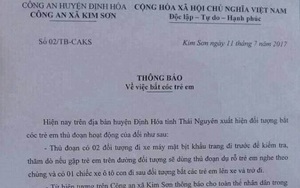 Công an xã ở Thái Nguyên thu hồi thông báo cảnh báo bắt cóc trẻ em