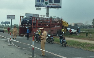Container đâm xe khách lao xuống ruộng trên cao tốc Pháp Vân - Cầu Giẽ