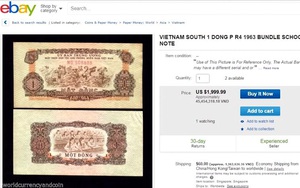 Tiền cũ 1 đồng Việt Nam rao bán 45 triệu trên eBay