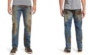 Mẫu quần jeans lấm lem bùn đất phong cách thợ hồ giá 9 triệu đồng