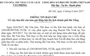 Bộ VHTTDL chỉ đạo thu hồi văn bản về việc phát ngôn của ông Huỳnh Tấn Vinh