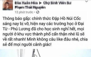 Công an đề nghị xử phạt thanh niên tung tin đồn vỡ đập hồ Núi Cốc