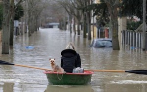 Hình ảnh nước tràn bờ sông Seine khiến Paris thất thủ