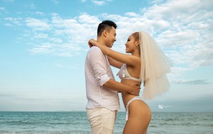 Hot girl Tra Li tung ảnh cưới nóng bỏng
