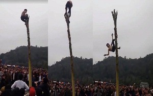 Nam thanh niên ngã từ ngọn cây chuối trong hội làng chỉ bị giãn dây chằng