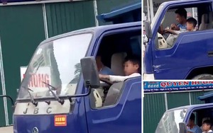 Bé trai lái xe tải chạy băng băng trên phố Sầm Sơn