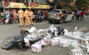 Hà Nội: Xe ô tô Mazda CX5 “hạ gục” 3 xe máy và 1 taxi