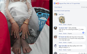 Bức ảnh cô dâu và đôi chân lấm lem khiến người xem vừa buồn cười vừa khó hiểu