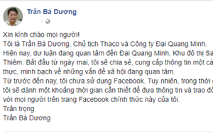 Chủ tịch THACO Trần Bá Dương lập Facebook để thông tin  về Thủ Thiêm nhưng bị sập sau 90 phút