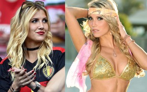 Hoa hậu Bỉ sang Nga cổ vũ chồng đá World Cup: Nóng bỏng, tóc vàng quyến rũ