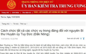 Cách chức Phó Giám đốc Sở - nguyên Bí thư Huyện ủy Tuy Đức