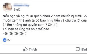 Đòi xem thẻ bạn trai có bao nhiêu tiền, cô gái bị từ chối phũ, chị em cũng hùa vào mắng vì “quá vô duyên”