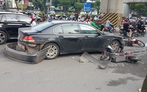 Nữ tài xế điều khiển xe BMW đâm liên hoàn trên phố Hà Nội, một người bị thương