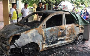 Xe ô tô của đại uý CSGT bị đốt cháy rụi trước cổng trụ sở