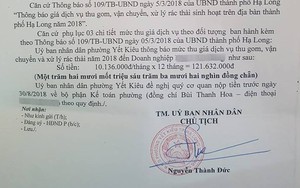 "Sốc" khi nhận thông báo thu phí rác sinh hoạt hơn 120 triệu từ UBND phường