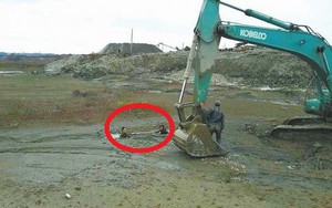 Rơi xuống sông ngập bùn lầy, hai cậu bé thoát nạn nhờ máy xúc