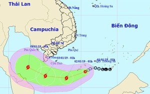 Bão số 1 đang giật cấp 10 cách Côn Đảo 430km, hướng vào biển Nam Bộ