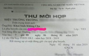 Cô giáo gửi thư mời họp phụ huynh ghi "khai sinh không cha" lý giải do sơ suất