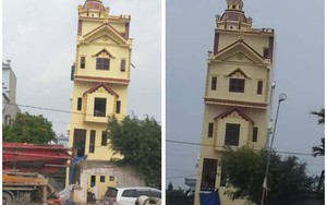 Xôn xao hình ảnh ngôi nhà 5 tầng ở Hà Nam vừa xây xong đã nghiêng như "tháp nghiêng Pisa"