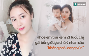 Khoe cậu em đáng yêu, cô chị bỗng dưng được chú ý vì có góc chụp giống "Quỳnh búp bê"