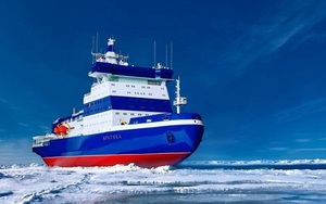 Cận cảnh tàu phá băng hạt nhân lớn nhất thế giới của Nga chạy thử