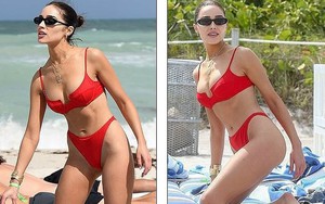 Hoa hậu Hoàn vũ Olivia Culpo "rực lửa" với bikini đỏ ở biển Miami