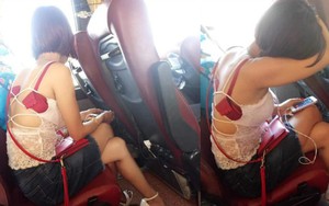 Ngồi trên xe khách, người phụ nữ có cách ăn mặc khiến tất cả phải “đỏ mặt” quay đi