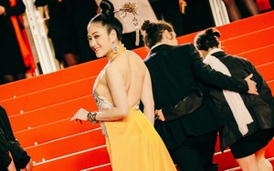 Hoa hậu Tuyết Nga khoe lưng trần gợi cảm trên thảm đỏ Cannes