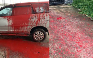 Cảnh ô tô bị vấy sơn đỏ, ngoài sân vương vãi ống kim tiêm gây xôn xao mạng xã hội