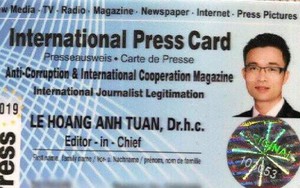 Lần theo tổ chức cấp thẻ “nhà báo quốc tế” cho ông Lê Hoàng Anh Tuấn