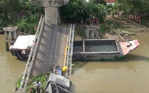 Xe 30 tấn qua cầu 8 tấn gây sập cầu Tân Nghĩa ở Đồng Tháp