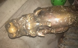 Người dân miền Tây nhặt được tượng 'kỳ lân' 2 đầu kỳ lạ, nghi là đồ cổ quý